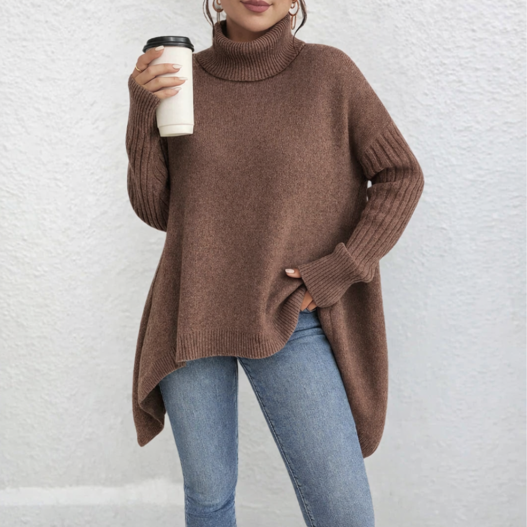 Women's Turtleneck Sweater with Knit and Breathable Fabric | Embroidery | Size S-3XL | Dark Grey, Beige, Navy Blue, Brown, Green