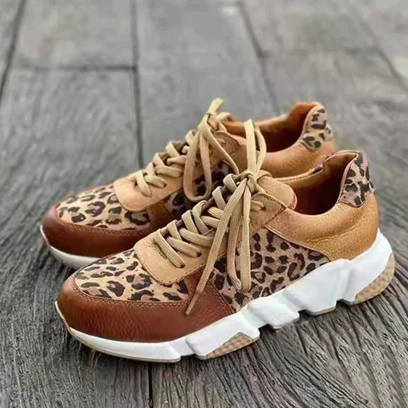 Women's Leopard Print Casual Sneakers | Sturdy Everyday Shoes, Easy to Style and Comfortable to Wear | Size 5-12