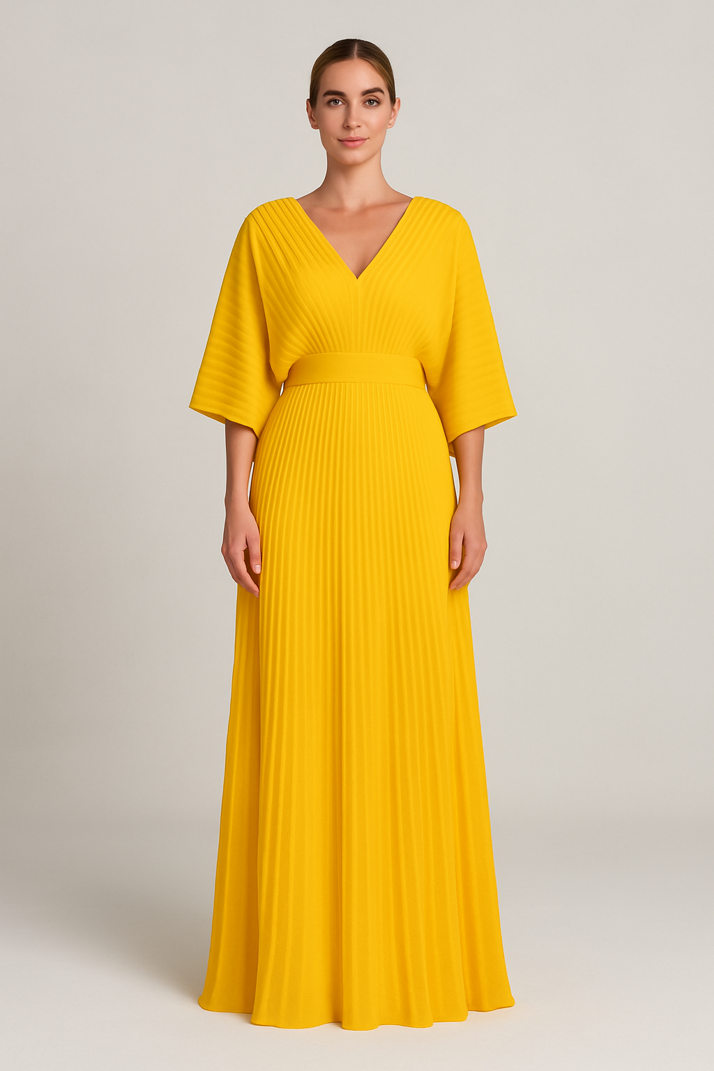 Pleated Maxi Dress with Sleeveless Design