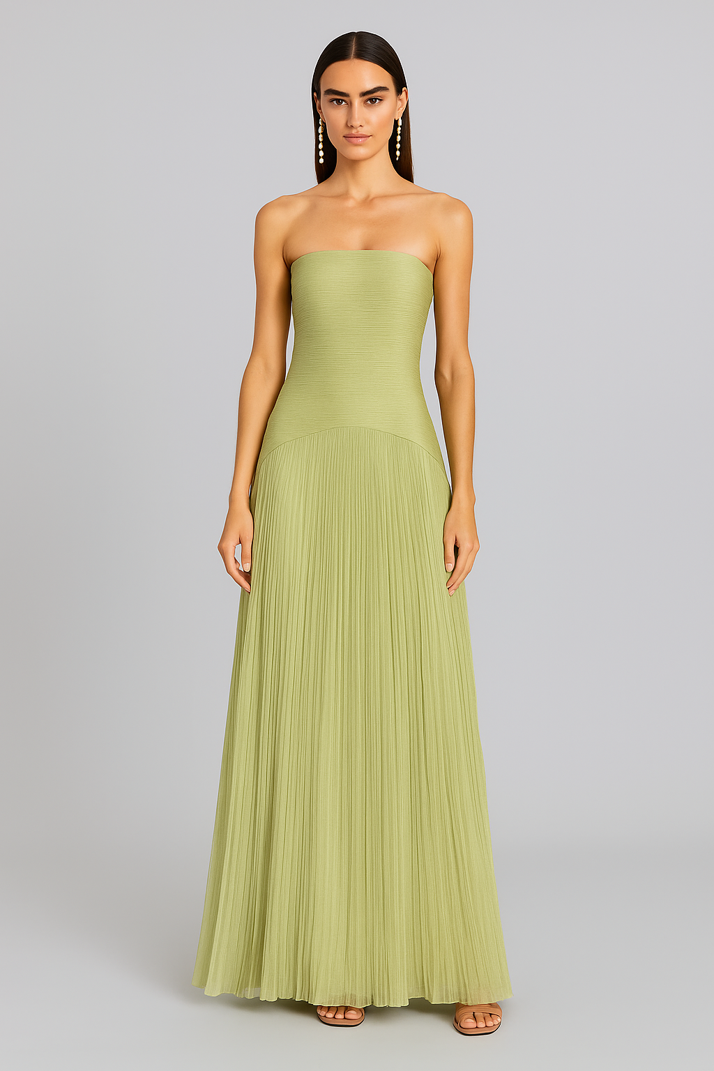 Maxi Dress with Drop Waist and Flowing Silhouette