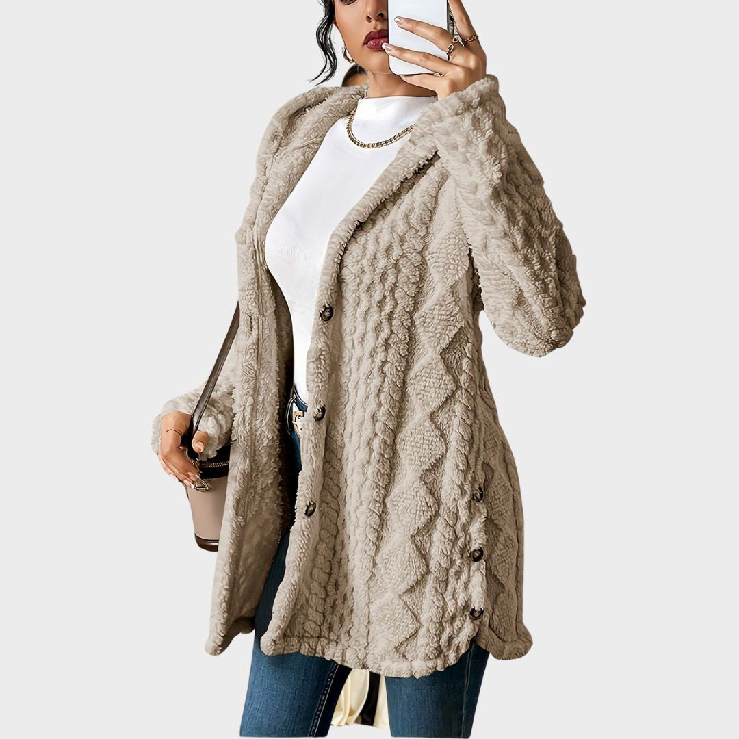 Women's Plush Hooded Cardigan | Roomy Hood, Velvety Soft Texture, Relaxed Drape, Long Sleeves | 8 Colors