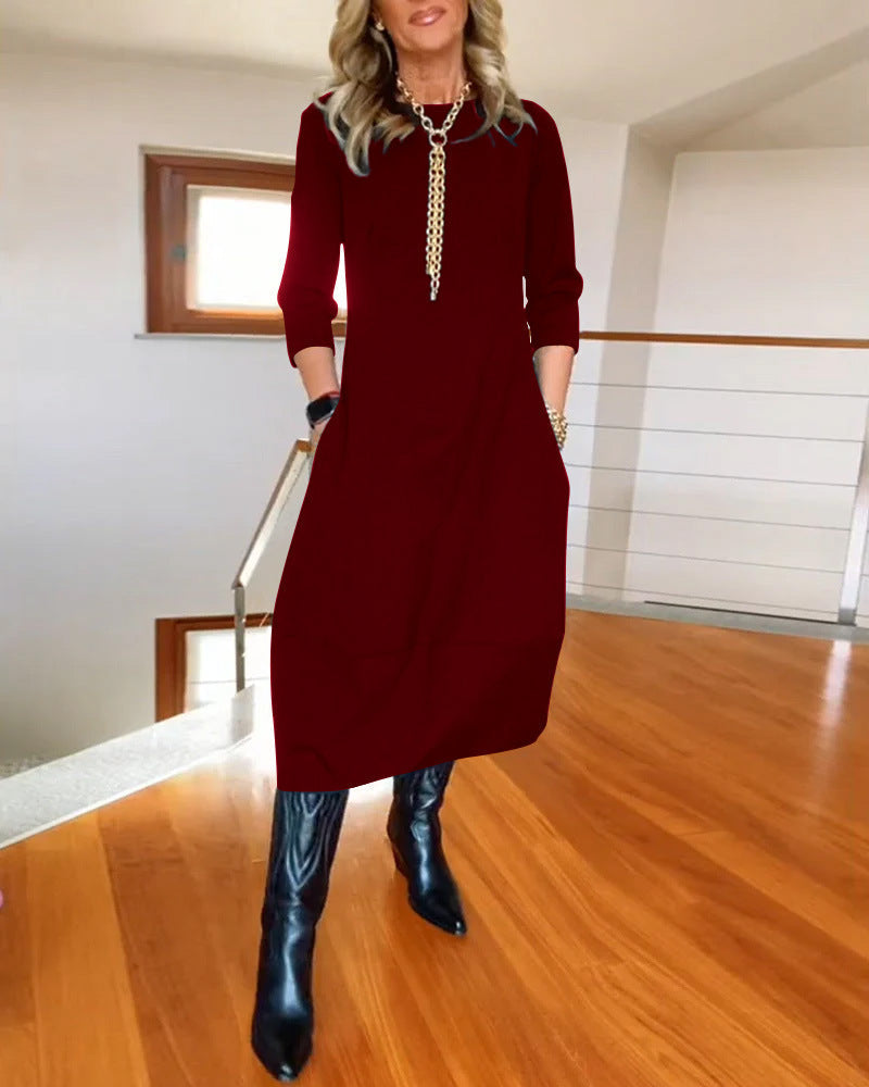Women's Long Sleeve Maxi Dress | Lightweight Fabric with a Soft Drape for Formal Evenings | Size S-5XL, 5 Colors