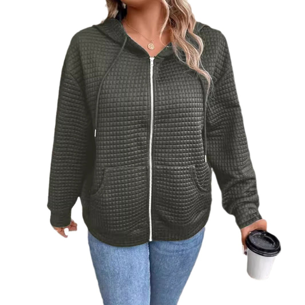 Women's Textured Hoodie with Pockets in Breathable Fabric | Loose Fit Hooded Layer for Everyday and Leisure | Size S-2XL