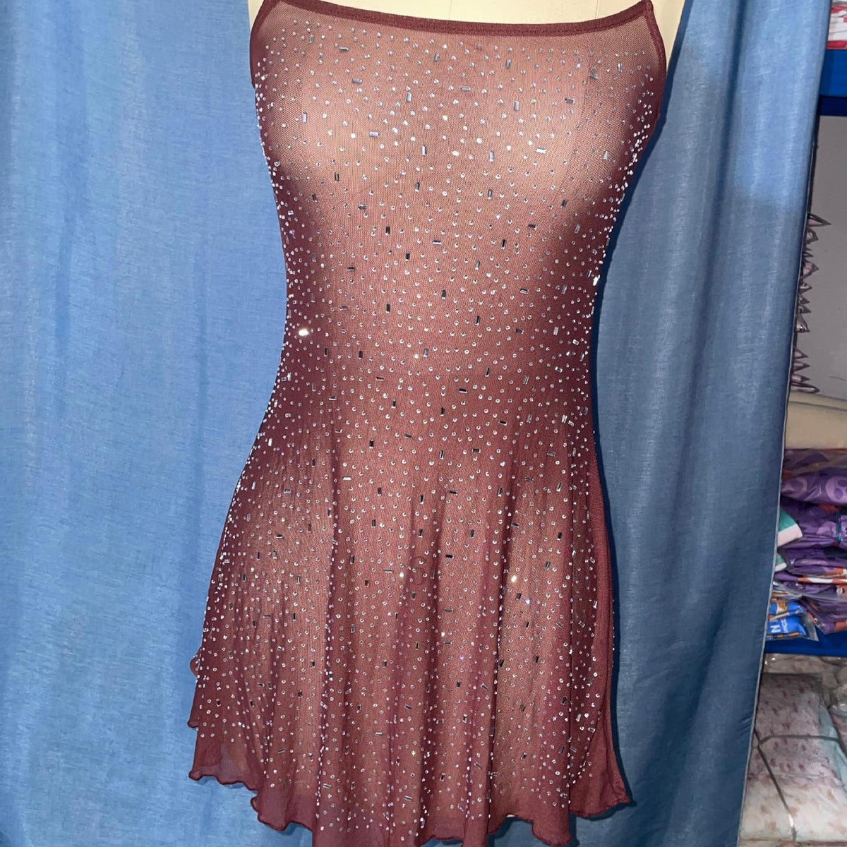 Women's Sequin Mini Dress with Adjustable Straps | Party and Wedding Guest Style | Sizes S to XL, Silver Grey