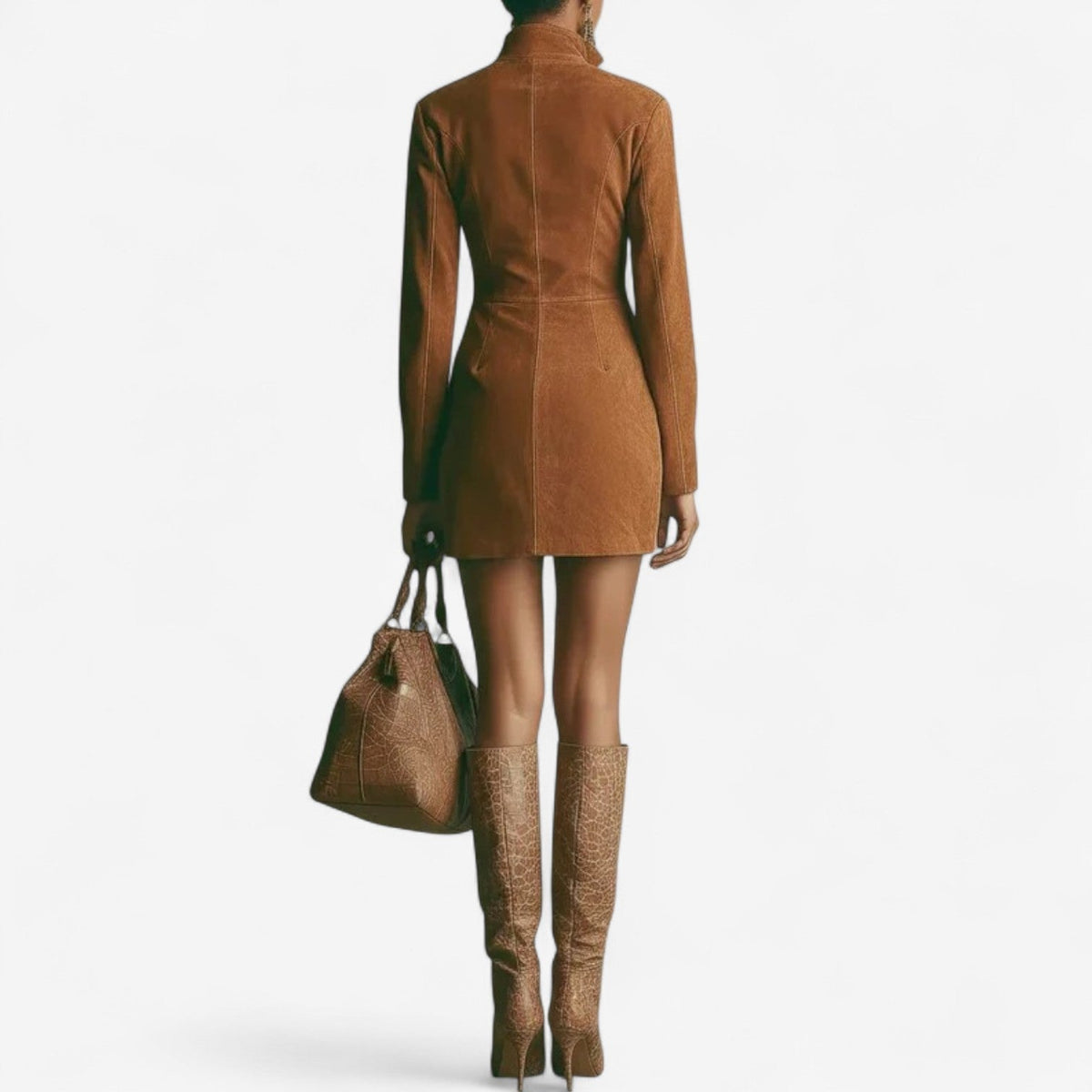 Women's Brown Dresses with a Front Zip | Adjustable Neckline, Soft Cut and a Lightweight Breathable Build | Size S-2XL