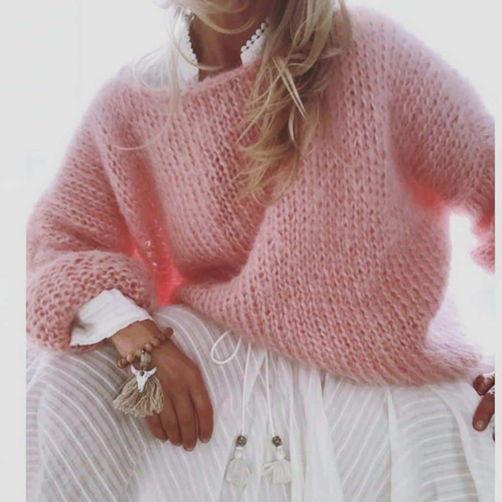 Women's Oversized Crochet Sweater in Open Knit | Lightweight, Breathable Acrylic Pullover for Between Seasons | Size S-XL