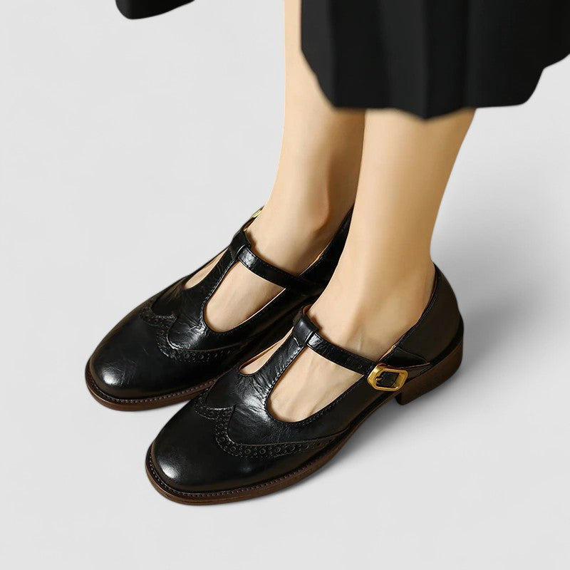 Women's Ballet Flats with Strap | Round Toe Shoes with a Padded Footbed and Flexible Sole | Size 6-10.5, 3 Colors