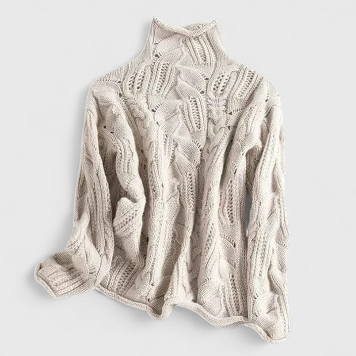 Women's Soft Knit Sweater | Smooth Draping Fit, Long Sleeves, Layers Neatly Under Coats | Sizes S-3XL | Blue and Beige