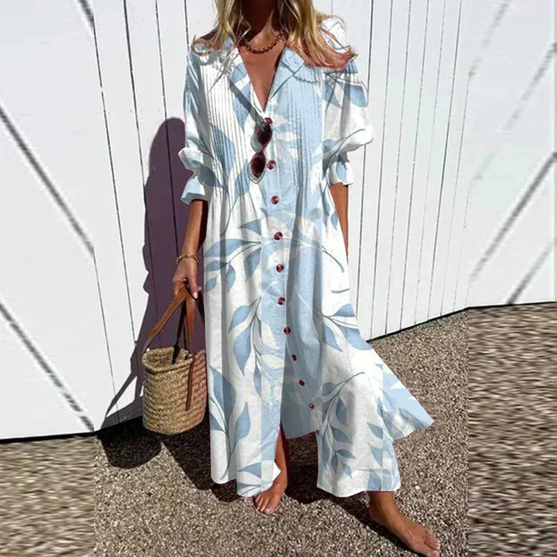 Stella | Women's Boho V Neck Floral Long Sleeve Maxi Dress