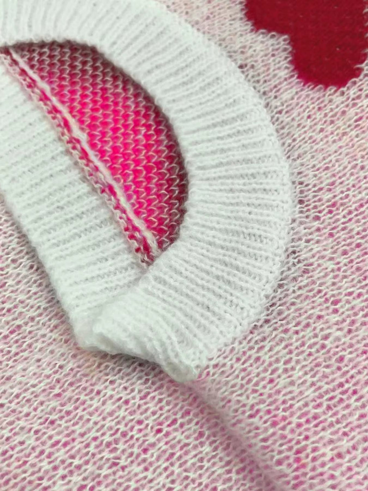 Women's Heart Pattern Knit Sweater | Lightweight Relaxed Pullover for Cold Mornings | Size S-2XL, White or Pink