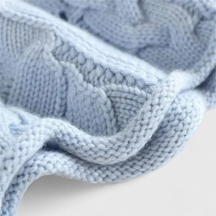 Women's Soft Knit Sweater | Smooth Draping Fit, Long Sleeves, Layers Neatly Under Coats | Sizes S-3XL | Blue and Beige