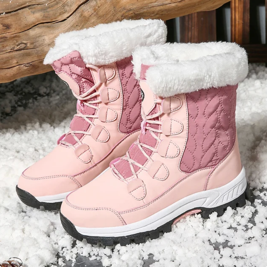 Women's Snow Boots with Faux Fur Cuff | Lace-Up Front and Hard-Wearing Sole with Grip | 3 Colors