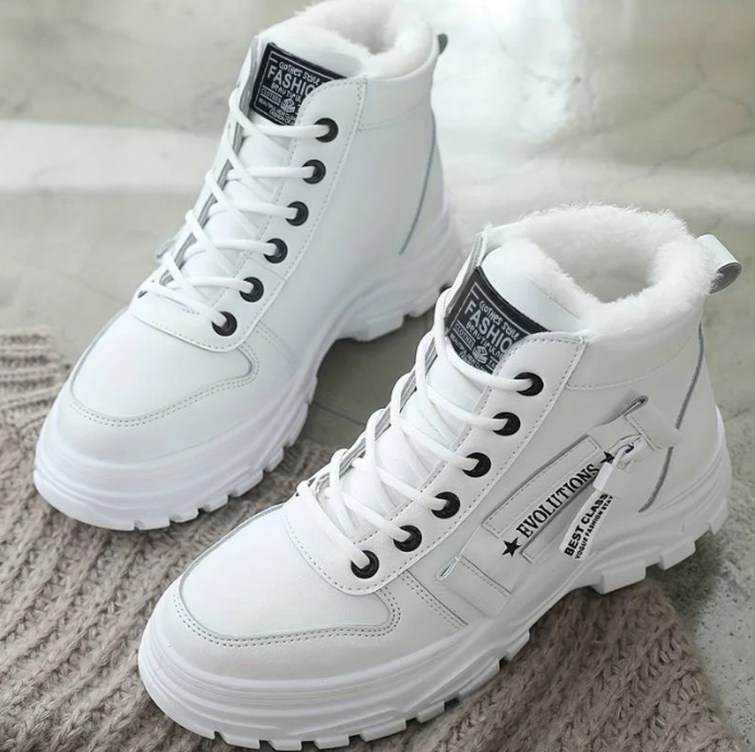Women's Waterproof Boots with Plush Lining | Laced High Shaft, Non-Slip Sole and Platform | 3 Colors
