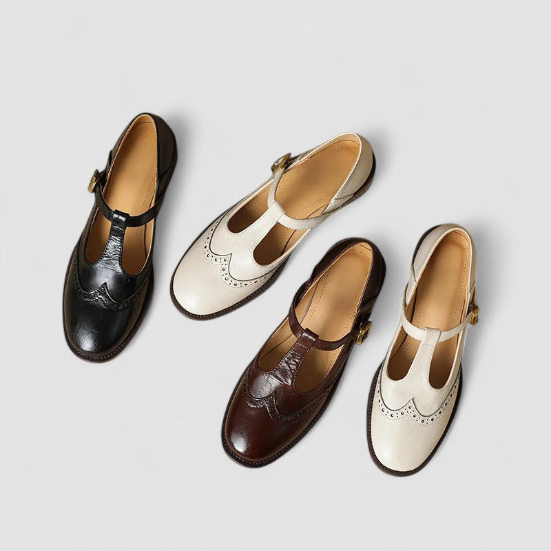 Women's Ballet Flats with Strap | Round Toe Shoes with a Padded Footbed and Flexible Sole | Size 6-10.5, 3 Colors
