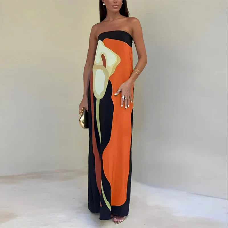 Colorful Summer Maxi Dress with Flowing Silhouette