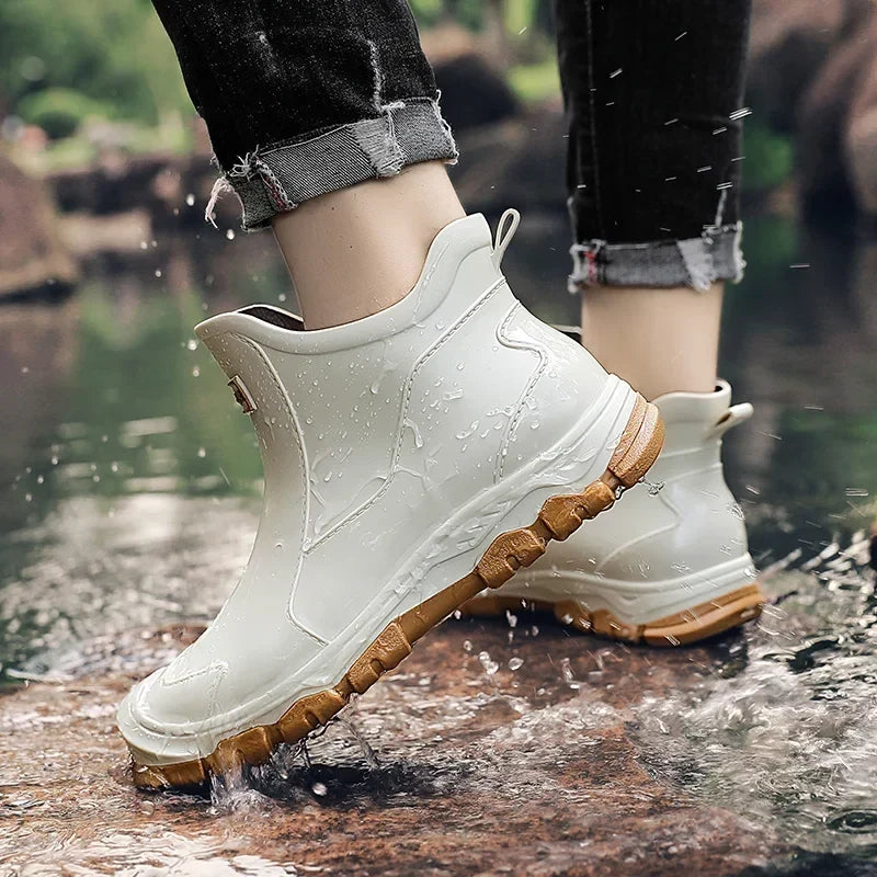 Women's Waterproof Knee High Rain Boots | Supportive Sole with Smooth Clean Profile | Size 6-10.5, Black or Beige