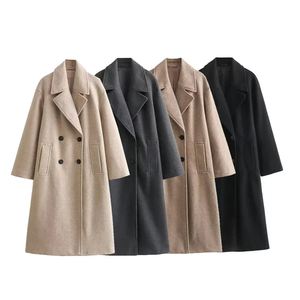 Women's Tailored Longline Coat | Classic Buttons, Refined Stitching, Room to Layer | Sizes S-2XL | 4 Colors