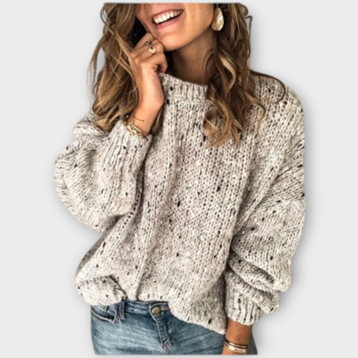 Women's Knit Sweater with Long Sleeves and Textured Stitch | Relaxed Fit, Warm and Breathable Jumper | Size S-3XL