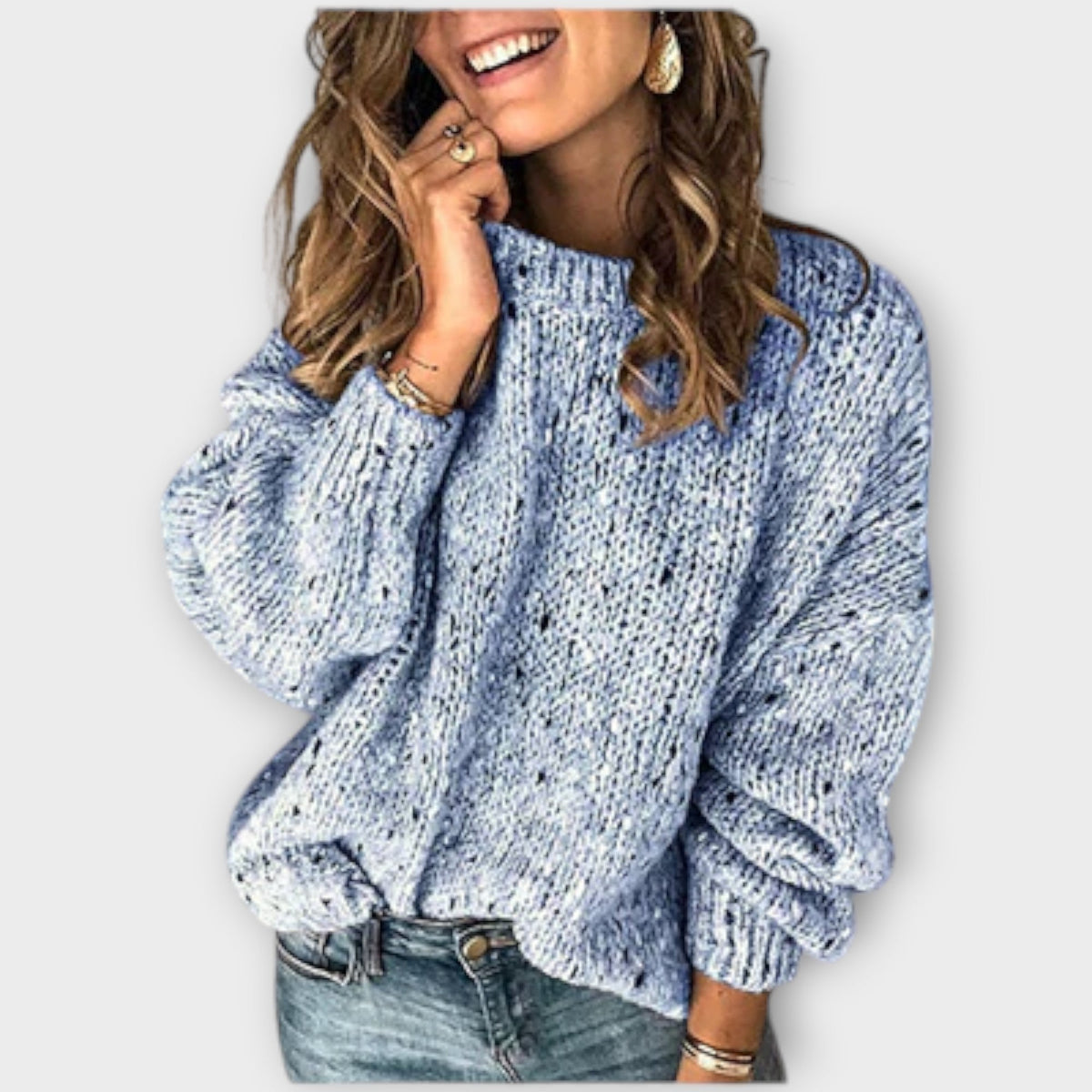 Women's Knit Sweater with Long Sleeves and Textured Stitch | Relaxed Fit, Warm and Breathable Jumper | Size S-3XL