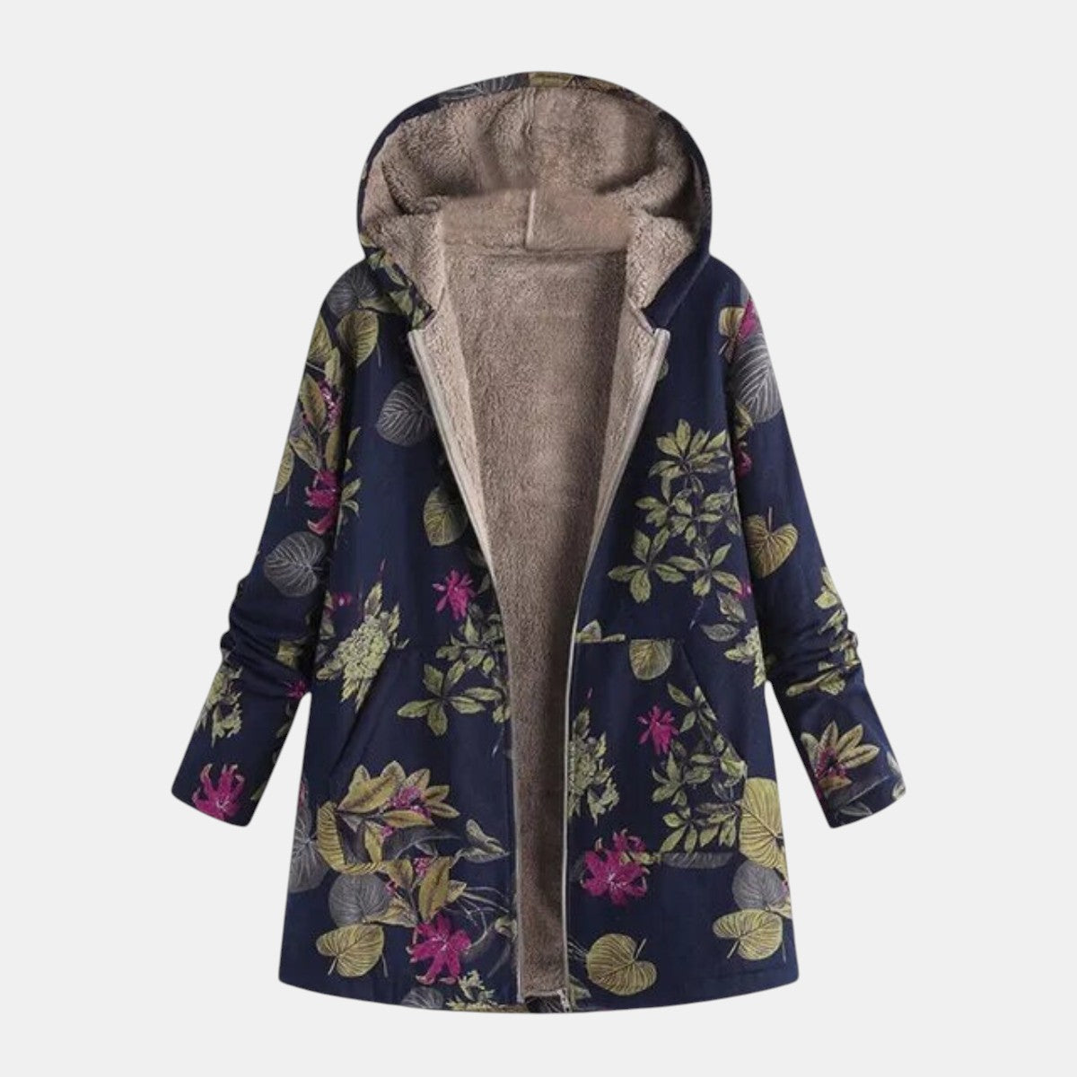 Women's Tailored Winter Coat in Navy | Mid Length with Set-In Pockets | Sizes S to 5XL | Clean Structured Lines