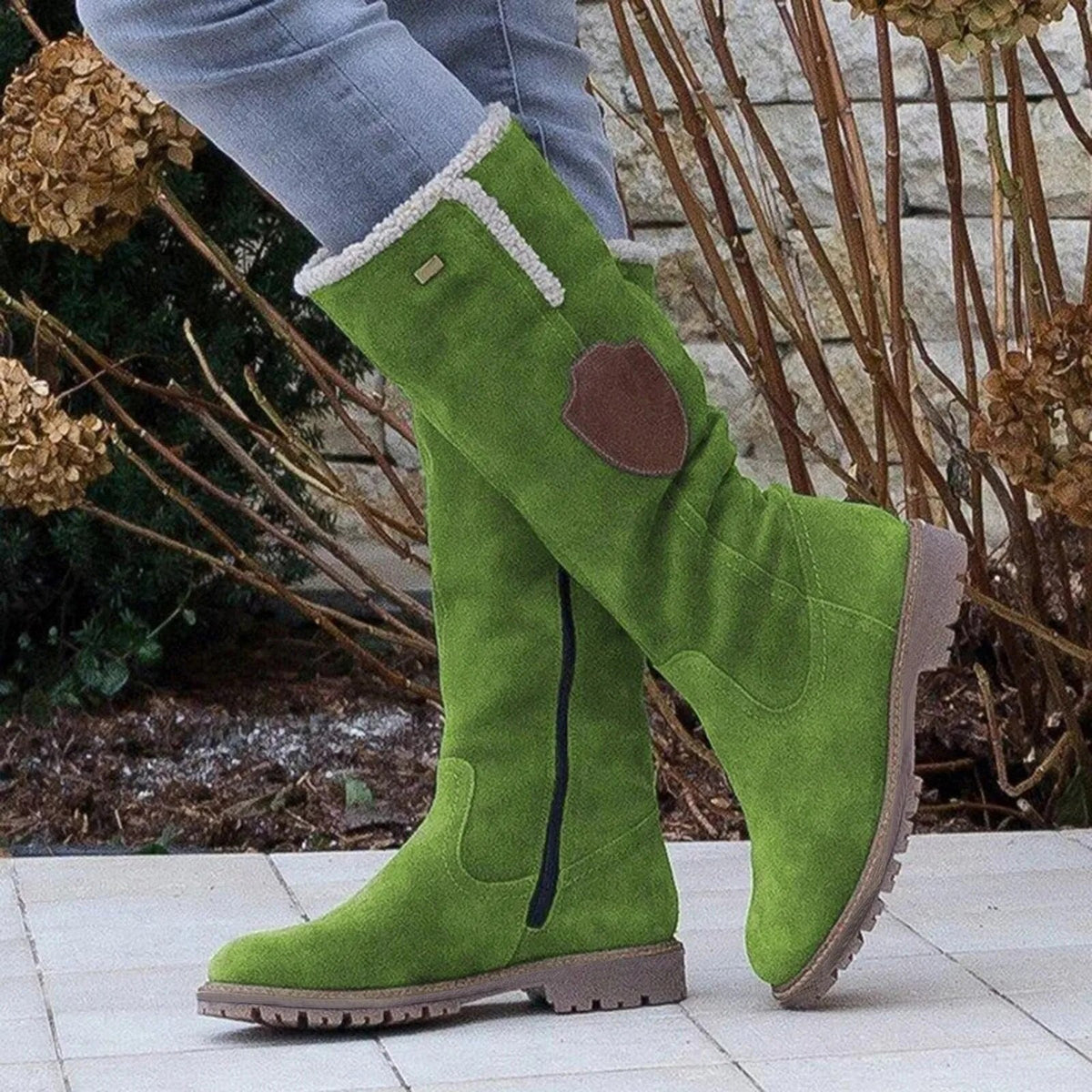 Women's Knee High Boots with Shearling Lining | Side Zip, Flat Sole and Soft Suede Look | Sizes 7-10, 3 Colors
