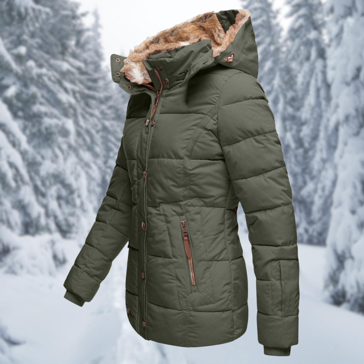 Women's Warm Winter Jacket with Fur Hood | Fluffy Lined Insulated Coat, Not Bulky, for Cold Weather Days | Size S-2XL