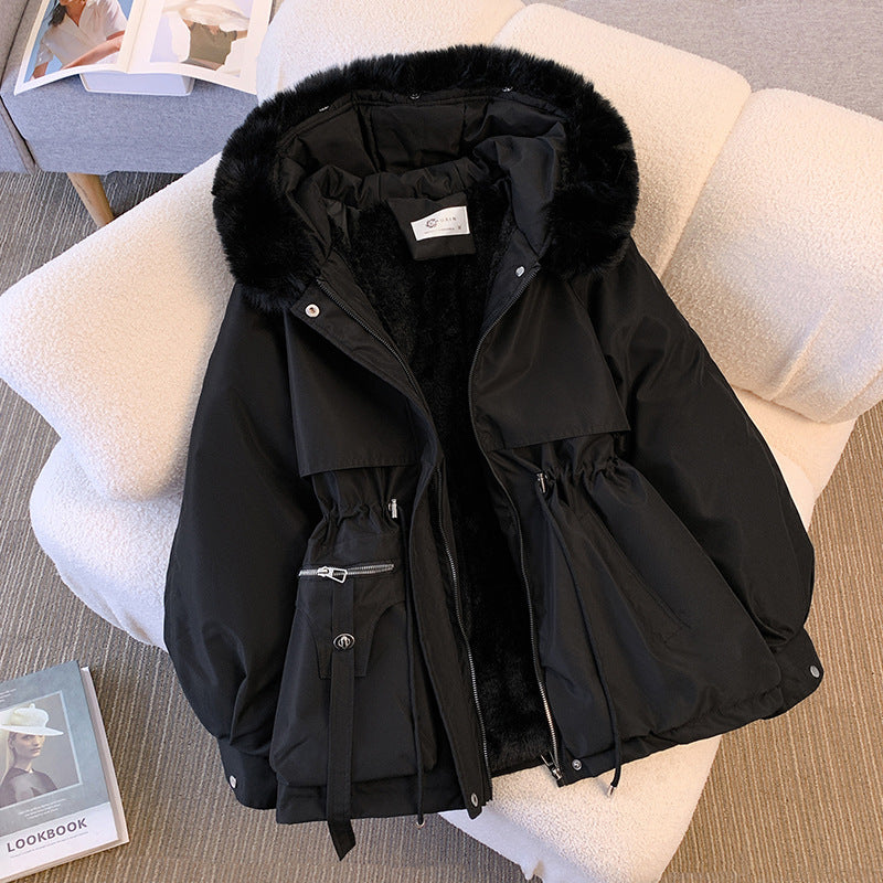 Women's Faux Fur-Trimmed Winter Coat | Hooded, Adjustable Waist, Wind and Snow Resistant Tailored Fit | 4 Colors