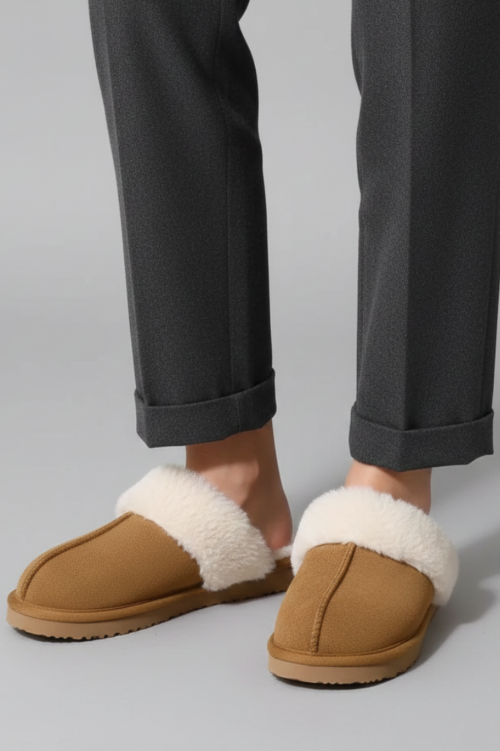 Women's Home Slippers with a Plush Lining | Rounded Closed Toe and a Flat Textured Outsole | 5 Colors
