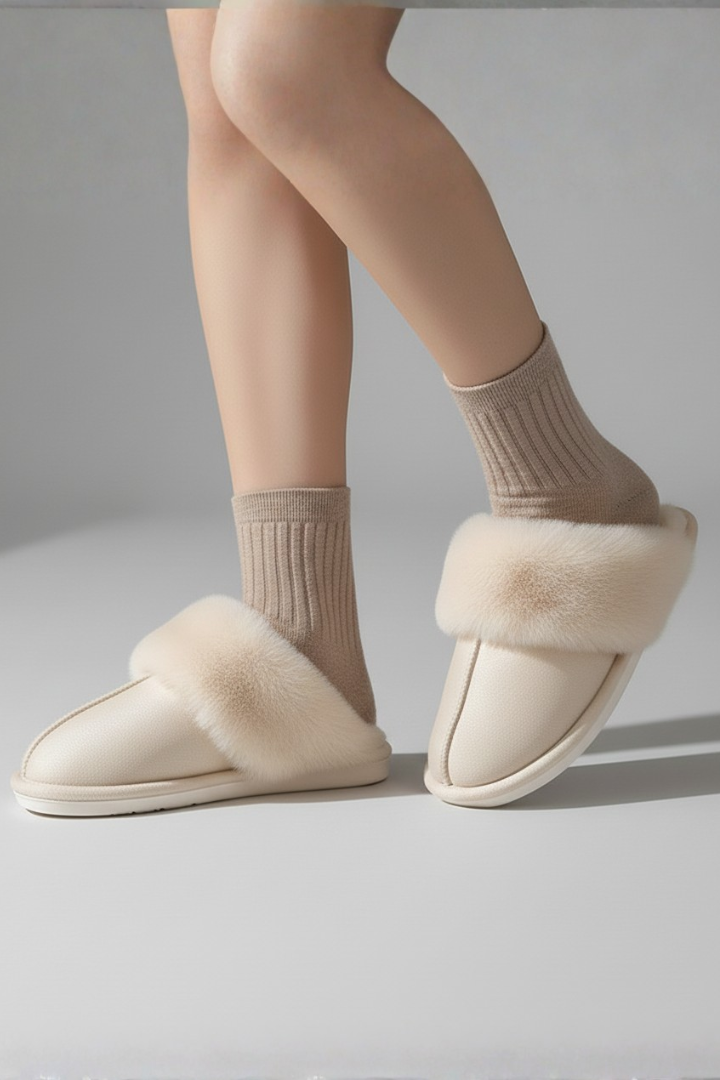 Women's Home Slippers with a Plush Lining | Rounded Closed Toe and a Flat Textured Outsole | 5 Colors