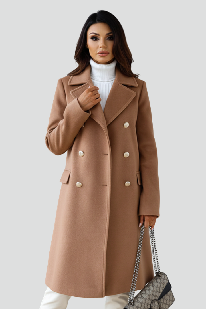 Women's Long Winter Coat with Double Button Front | Clean Silhouette Overcoat for Everyday Wear | Size S-3XL