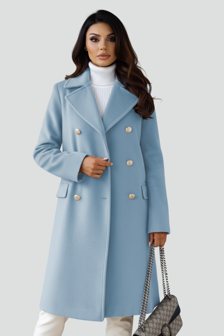 Women's Long Winter Coat with Double Button Front | Clean Silhouette Overcoat for Everyday Wear | Size S-3XL