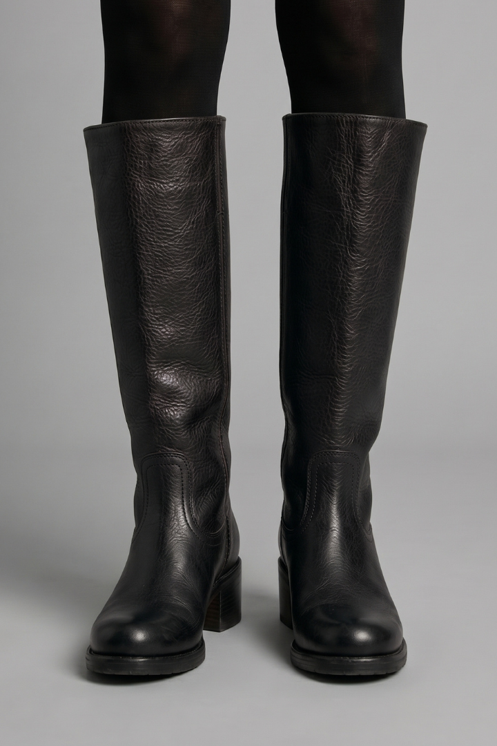 Women's Mid Calf Block Heel Boots with Round Toe for Fall | Pull-On Style with Stitched Panel Detail | Size 5-12