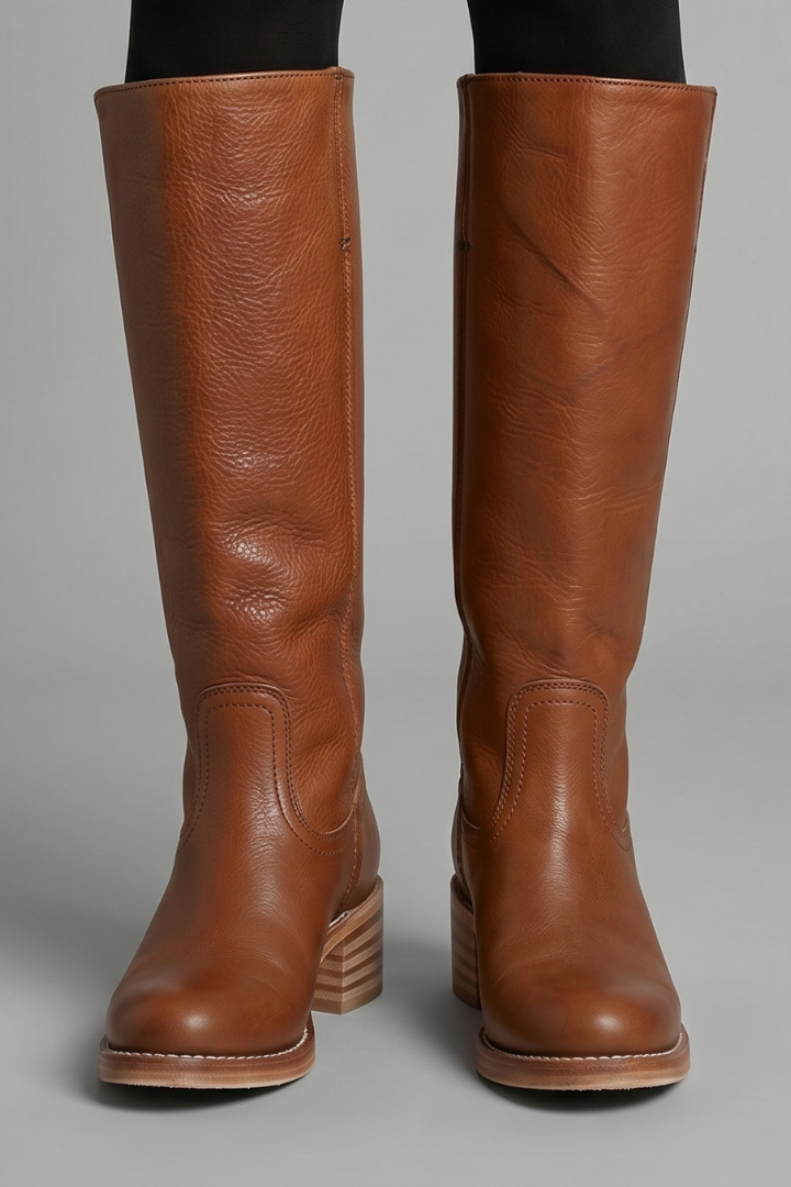 Women's Mid Calf Block Heel Boots with Round Toe for Fall | Pull-On Style with Stitched Panel Detail | Size 5-12