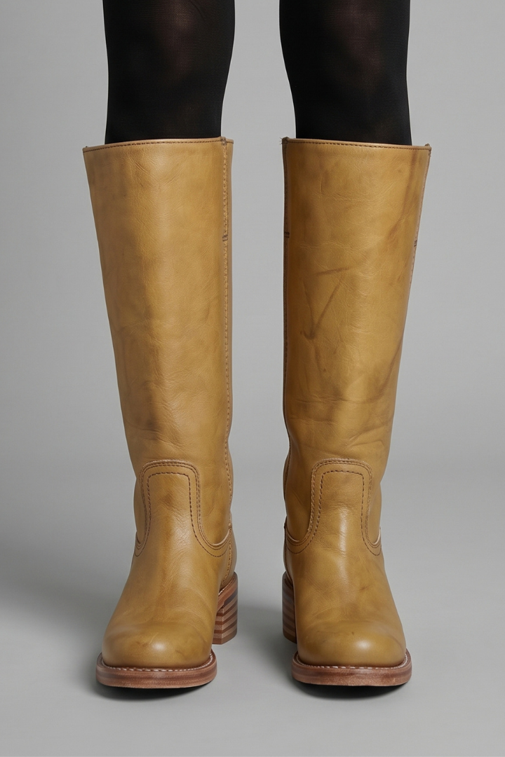 Women's Mid Calf Block Heel Boots with Round Toe for Fall | Pull-On Style with Stitched Panel Detail | Size 5-12