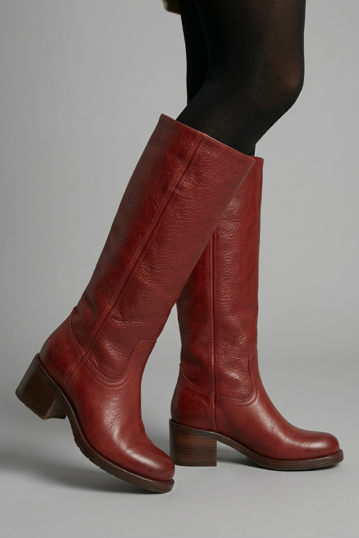 Women's Mid Calf Block Heel Boots with Round Toe for Fall | Pull-On Style with Stitched Panel Detail | Size 5-12