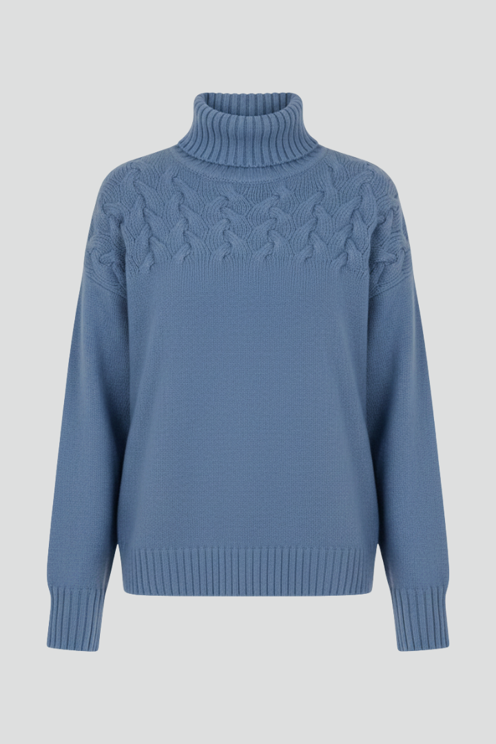 Women's Cable Knit Turtleneck Sweater with Ribbed Hem and Cuffs | Long Sleeve Textured Pullover | Size S-5XL