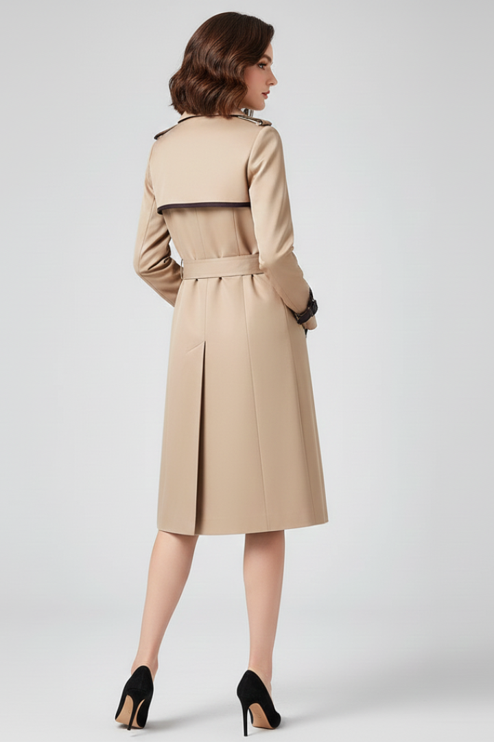 Women's Belted Trench Coat with Textured Finish | Classic Everyday Outerwear with Clean Silhouette | Size S-3XL
