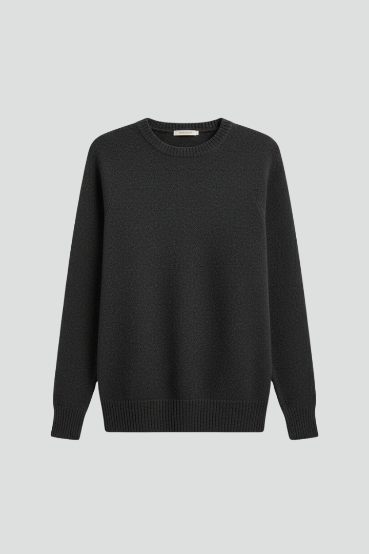 Women's Crew Neck Knit Pullover Sweater with Ribbed Cuffs and Hem | Plain Long Sleeve Knitwear | Size S-3XL