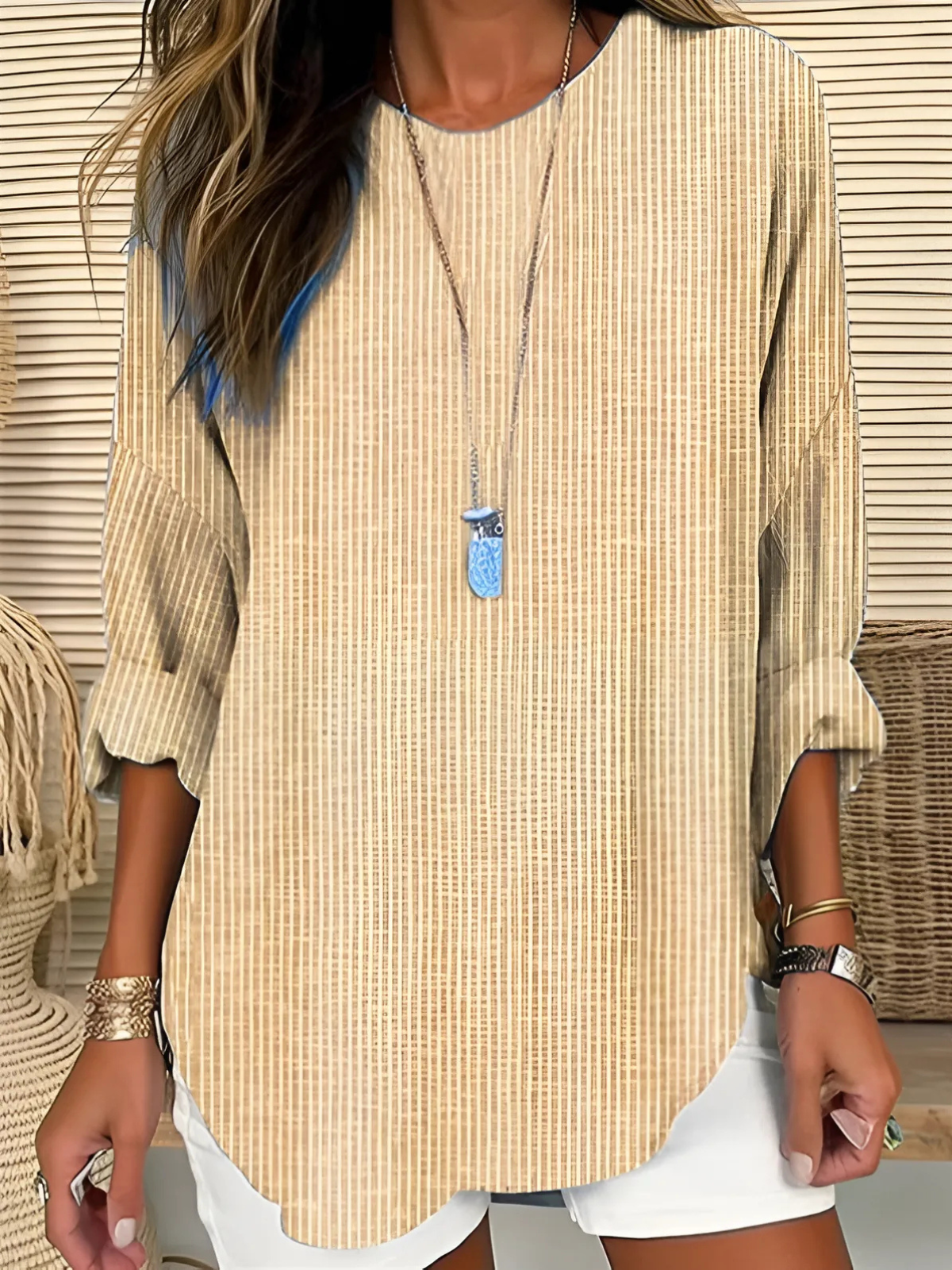 Women's Classic Striped Blouse | Relaxed Drape, Easy-Care Finish, Layers Under Knitwear | Sizes S-2XL | 3 Colors