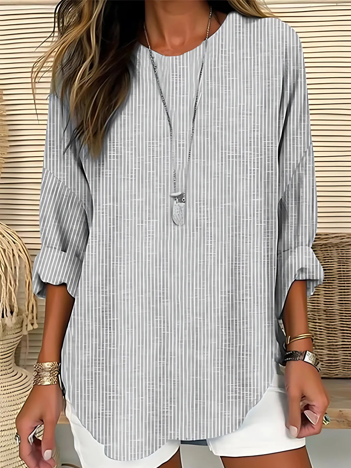 Women's Classic Striped Blouse | Relaxed Drape, Easy-Care Finish, Layers Under Knitwear | Sizes S-2XL | 3 Colors