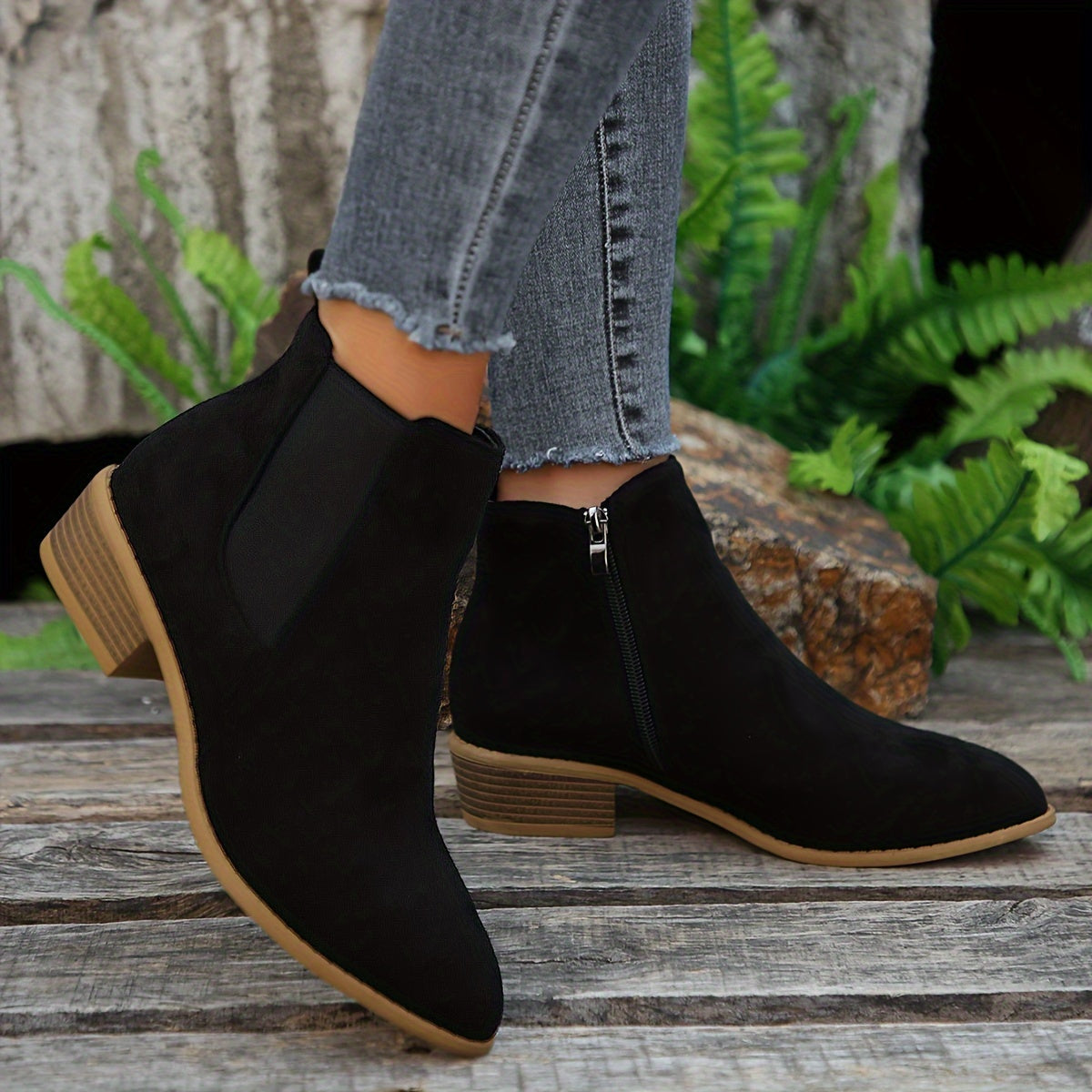 Women's Ankle Boots with Suede and Zip Closure | Size 5-12 | Black, Beige, Chocolate, Coffee