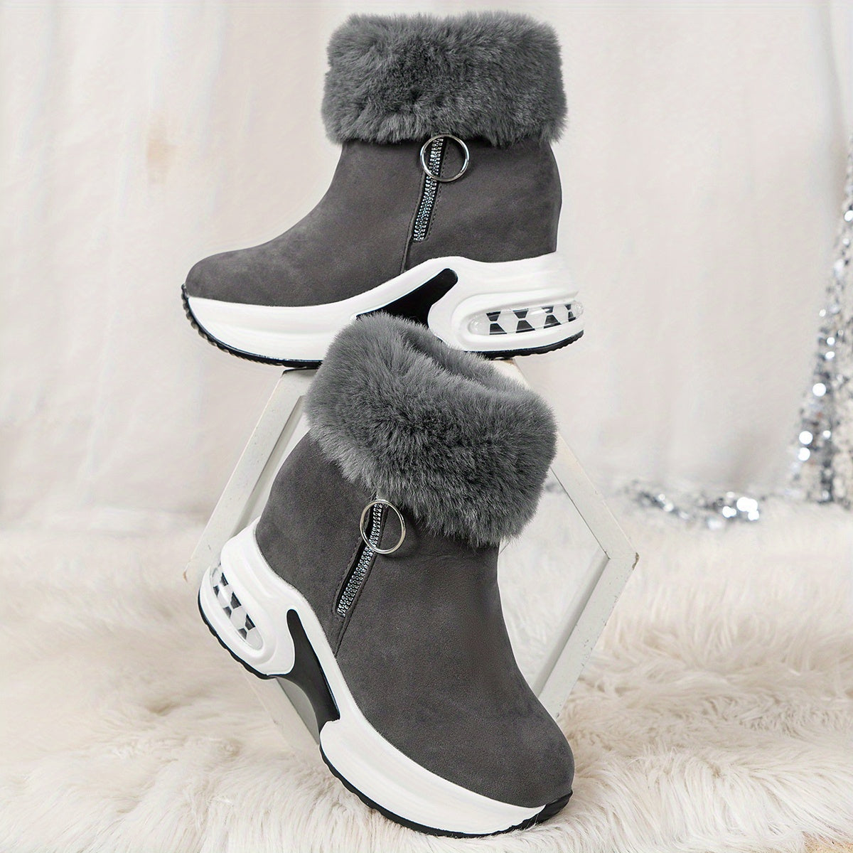 Women's Black Boots for City Walks and Outdoor Trips | Versatile Winter Collection Footwear, Also in Grey | Size 5-12
