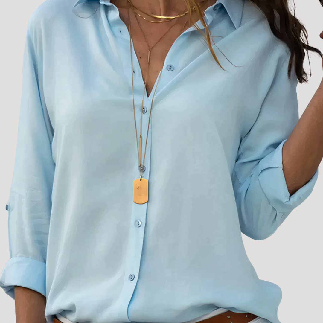 Women's Button Down Blouses with a Structured Collar | Long Sleeve and a Relaxed Everyday Cut | Size S-3XL, 7 Colors