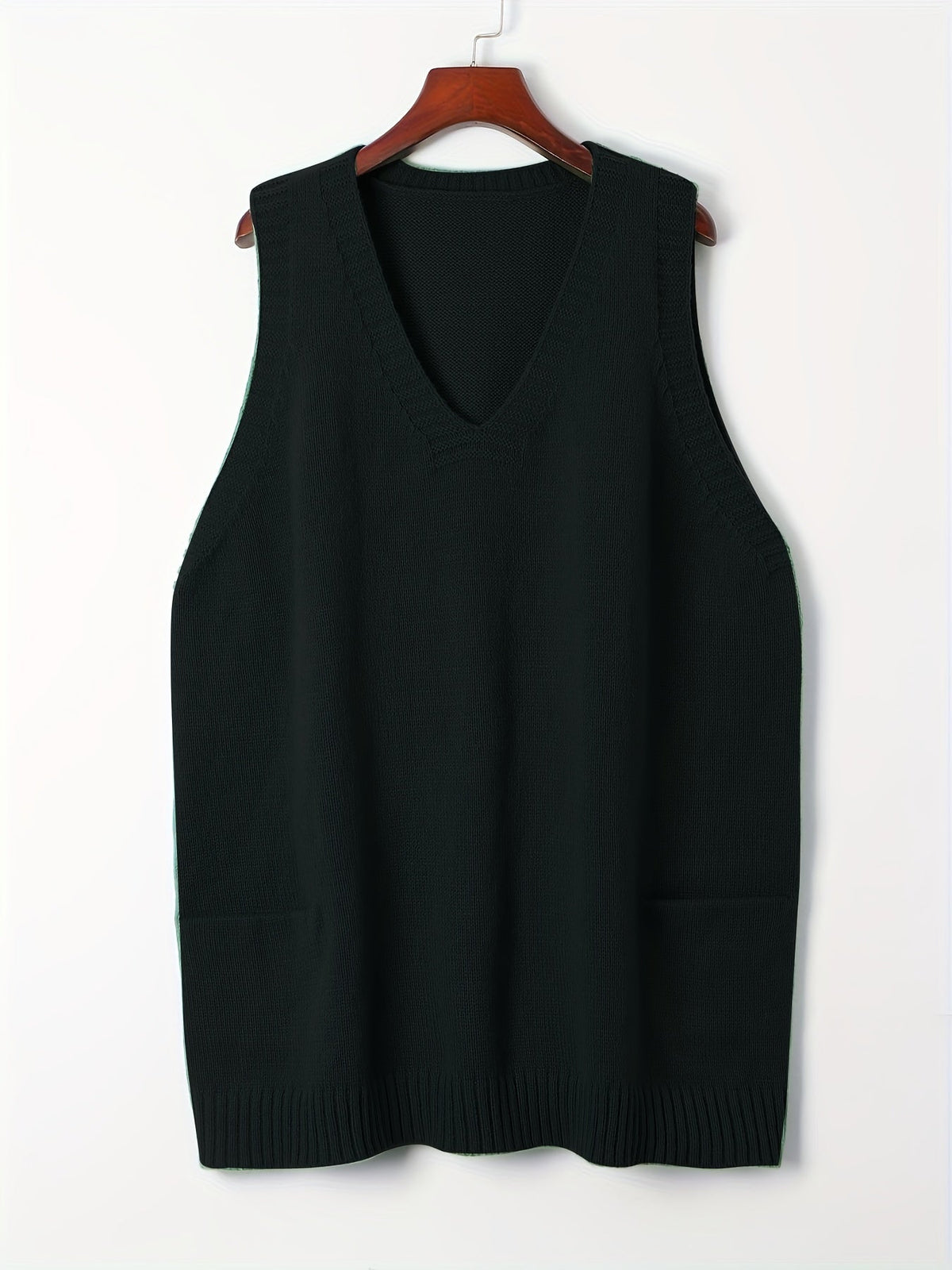 Women's V-Neck Knit Sweater Vest | Sleeveless Layer Over Shirts and Blouses, Relaxed Drape | Sizes L-4XL | 4 Colors