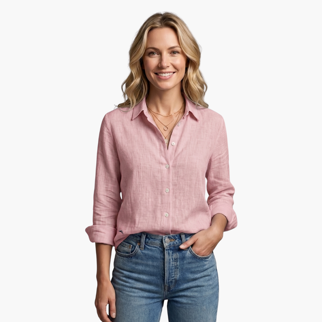 Women's Long Sleeve Button-Down Shirt | Classic Collar, Relaxed Fit, Office to Weekend | Sizes S-5XL | 6 Colors