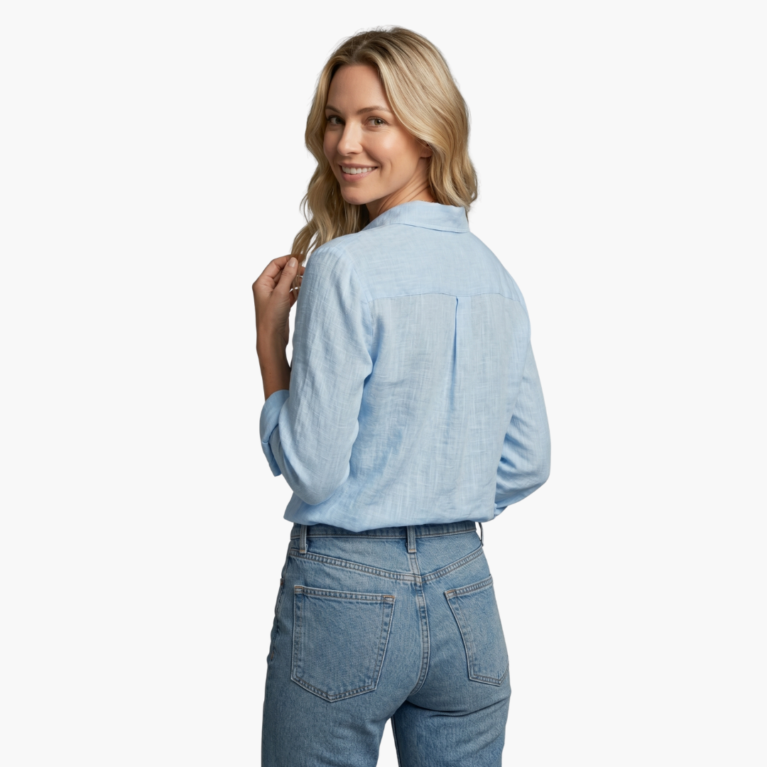 Women's Long Sleeve Button-Down Shirt | Classic Collar, Relaxed Fit, Office to Weekend | Sizes S-5XL | 6 Colors