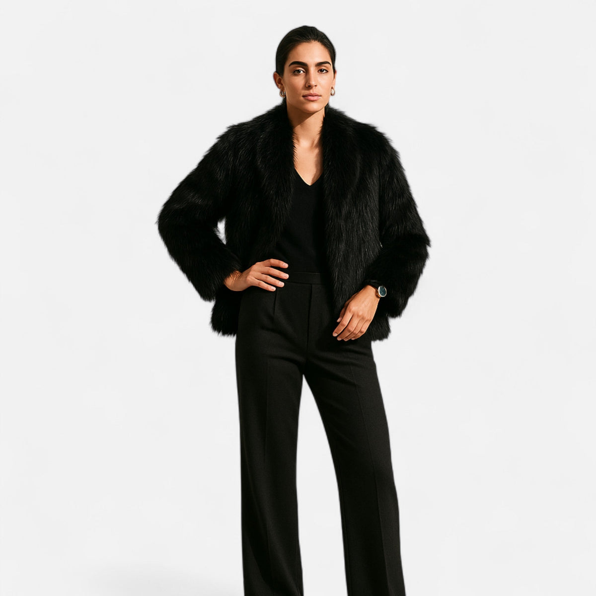 Women's Long Wrap Coat with Collar and Button Front | Relaxed Tailored Fit, Set-In Pockets, Winter Outerwear | Size XS-L
