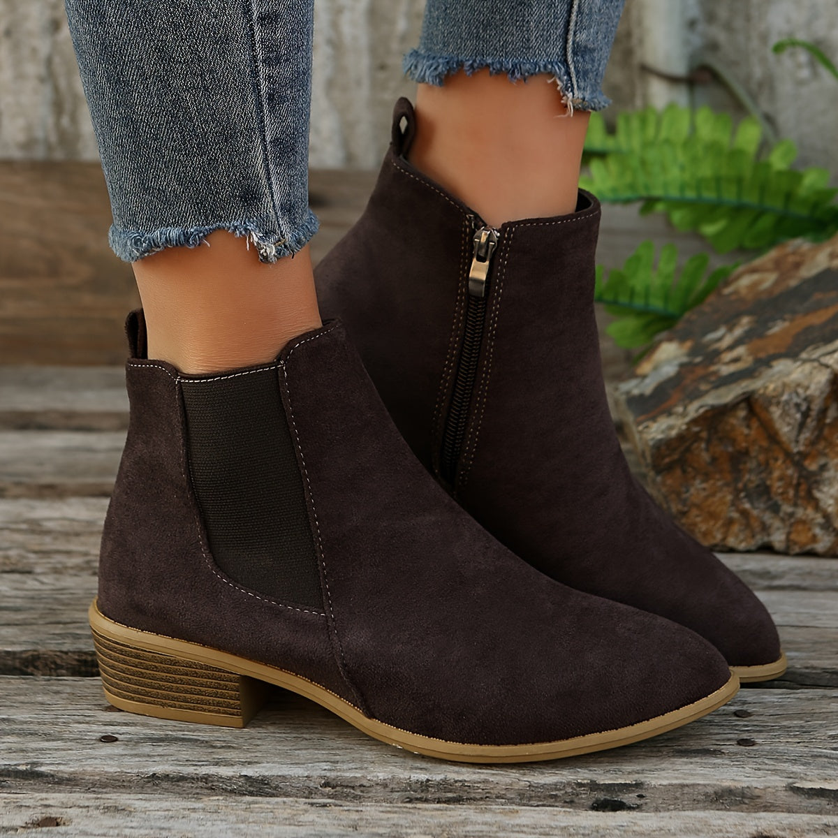 Women's Ankle Boots with Suede and Zip Closure | Size 5-12 | Black, Beige, Chocolate, Coffee