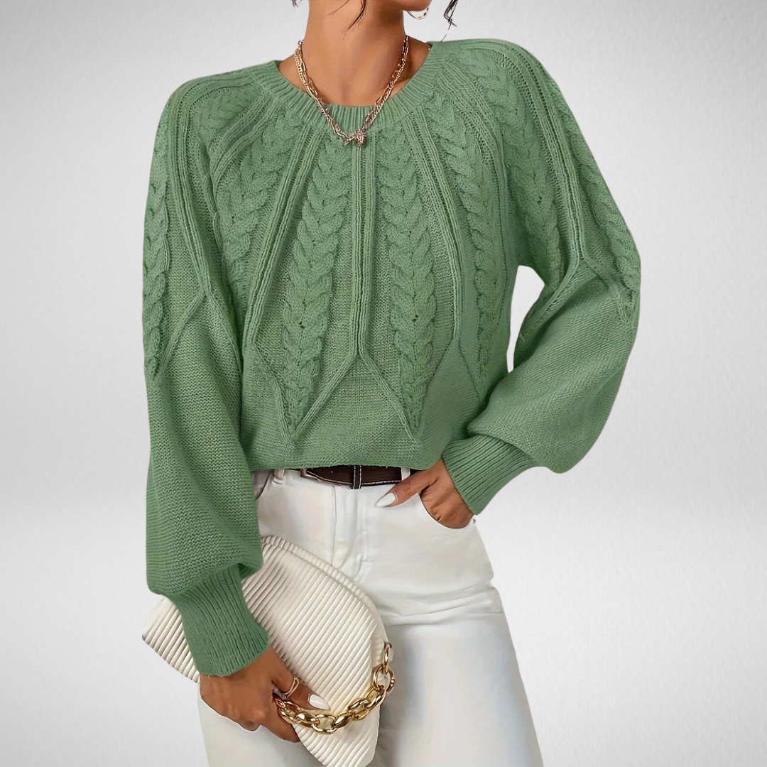 Women's Cable Knit Pullover Sweater | Raised Cable Texture, Classic Crew Neck, Relaxed Fit | Sizes S-3XL | 10 Colors