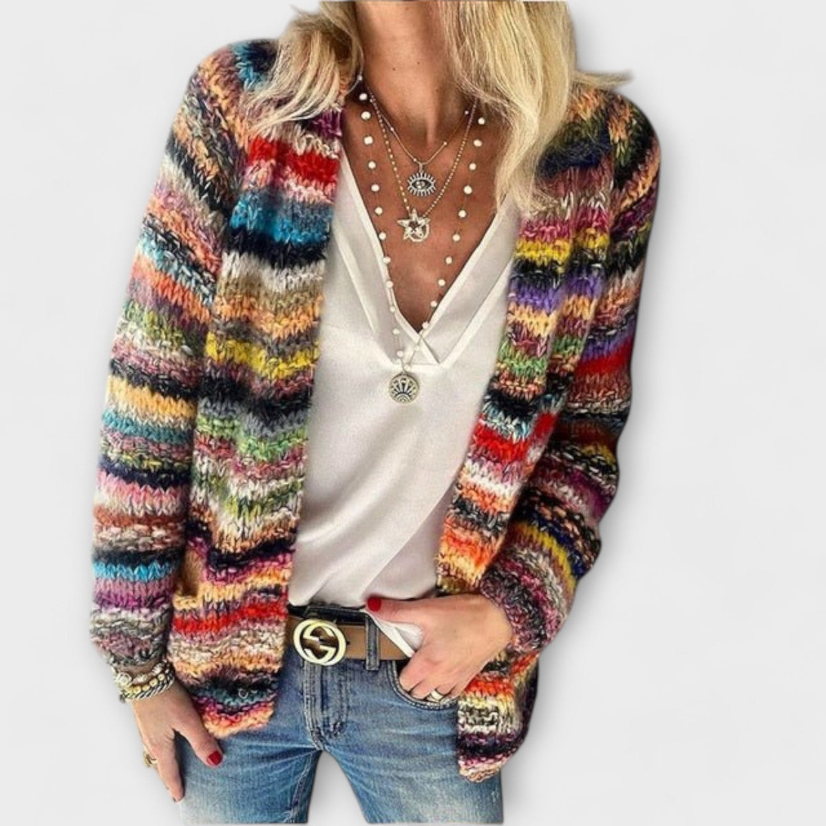 Women's Lightweight Open Front Cardigan in Blue or Red | Breathable Loose Fit Layer, Machine Washable | Size S-3XL